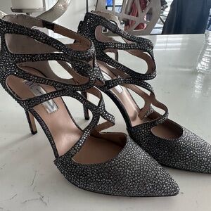 INC International Concepts Glittering Silver Strappy Heels
